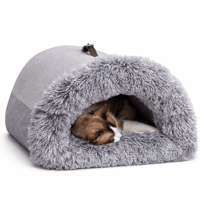 Paws Furfinity 1 50 x 40 x 34 cm / Gray Warm Plush Enclosed Pet Nest Bed