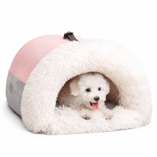 Paws Furfinity 1 50 x 40 x 34 cm / Pink Warm Plush Enclosed Pet Nest Bed