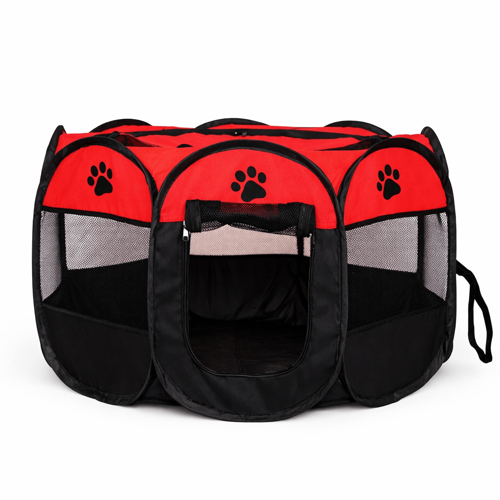 Paws Furfinity 1 90 x 90 x 60 / Red Foldable Pet Playpen for Cats and Dogs