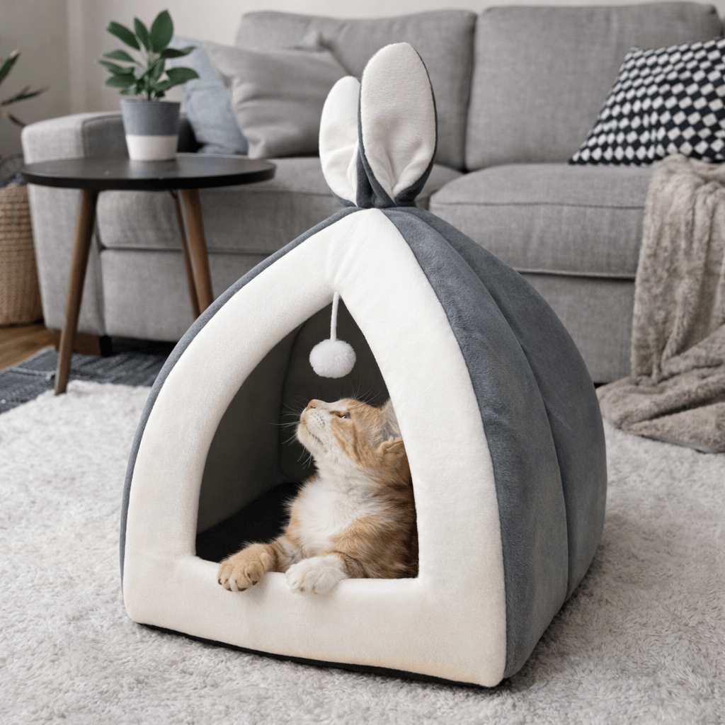 Paws Furfinity 1 Cozy Enclosed Cat House Bed