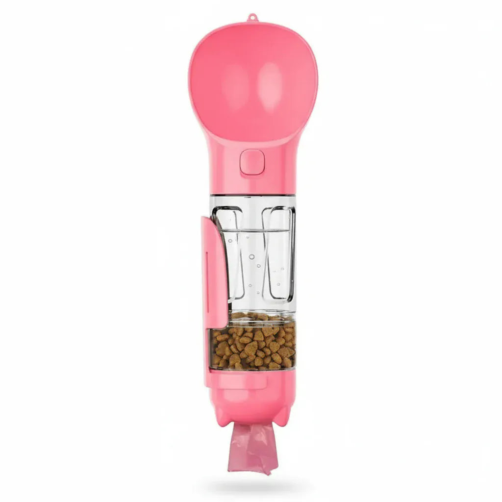 Paws Furfinity 1 Pink / 500ml with food box Portable Dog Water Bottle with Food Box (500 ml)