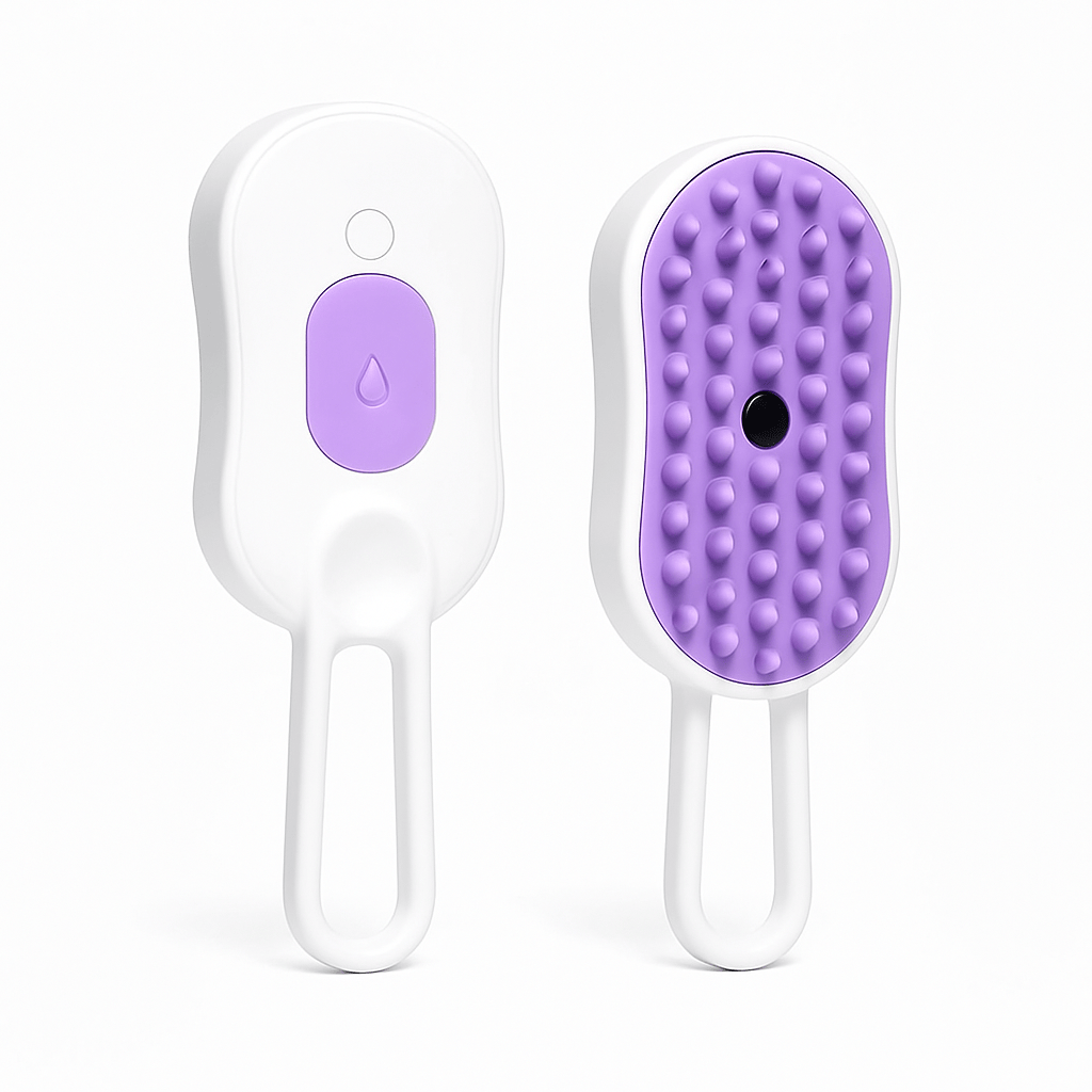 Paws Furfinity 1 Purple 3-in-1 Rechargeable Steam Pet Grooming Brush