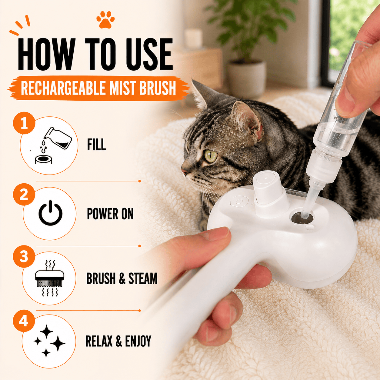 Paws Furfinity 1 Rechargeable Mist Grooming Brush