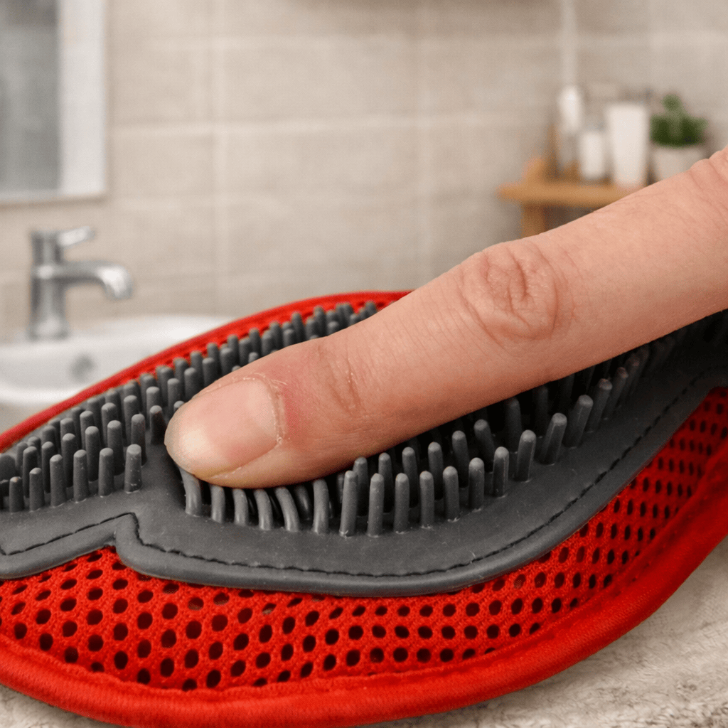 Paws Furfinity 1 Red & Black Pet Grooming & Massage Glove