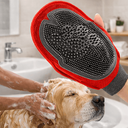 Paws Furfinity 1 Red & Black Pet Grooming & Massage Glove