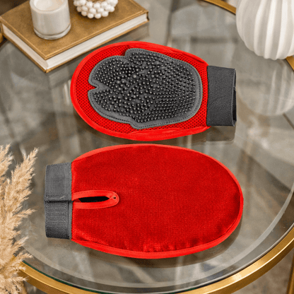 Paws Furfinity 1 Red & Black Pet Grooming & Massage Glove