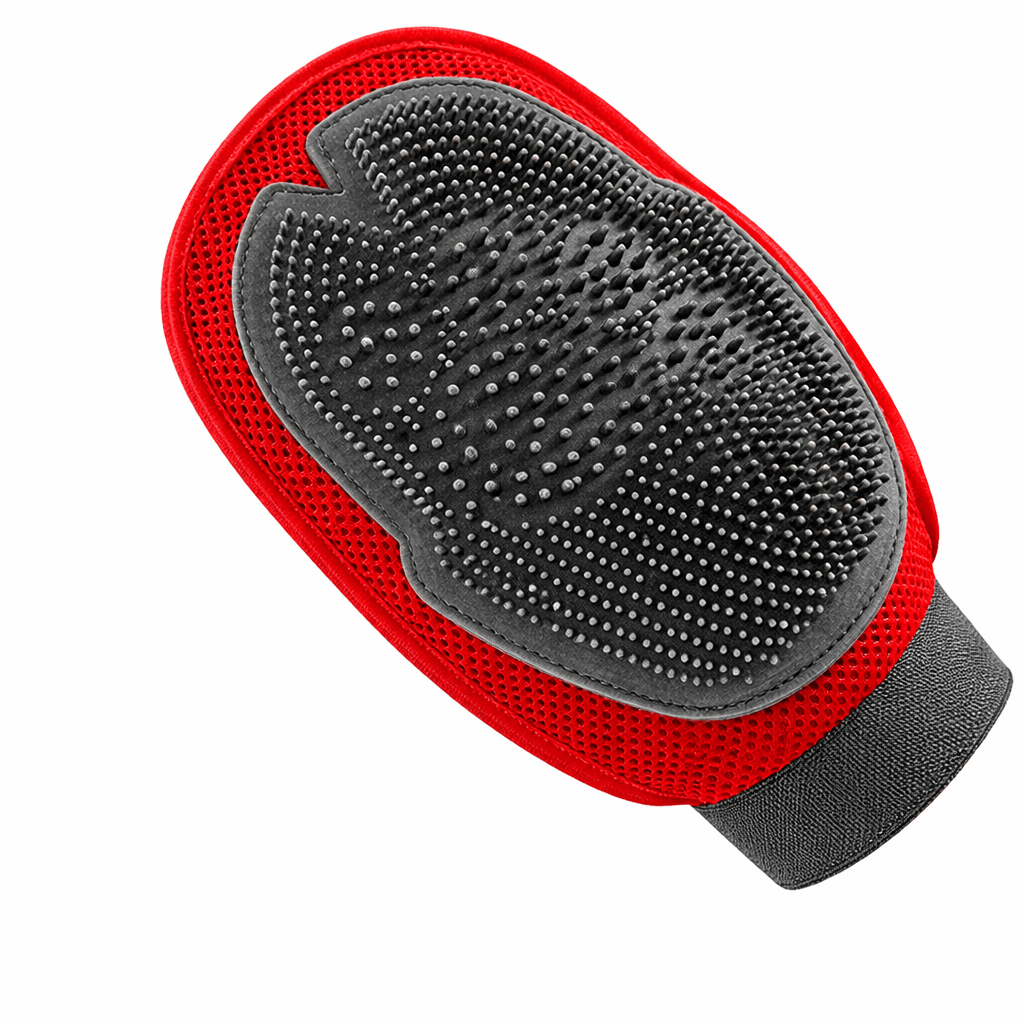 Paws Furfinity 1 Red & Black Pet Grooming & Massage Glove