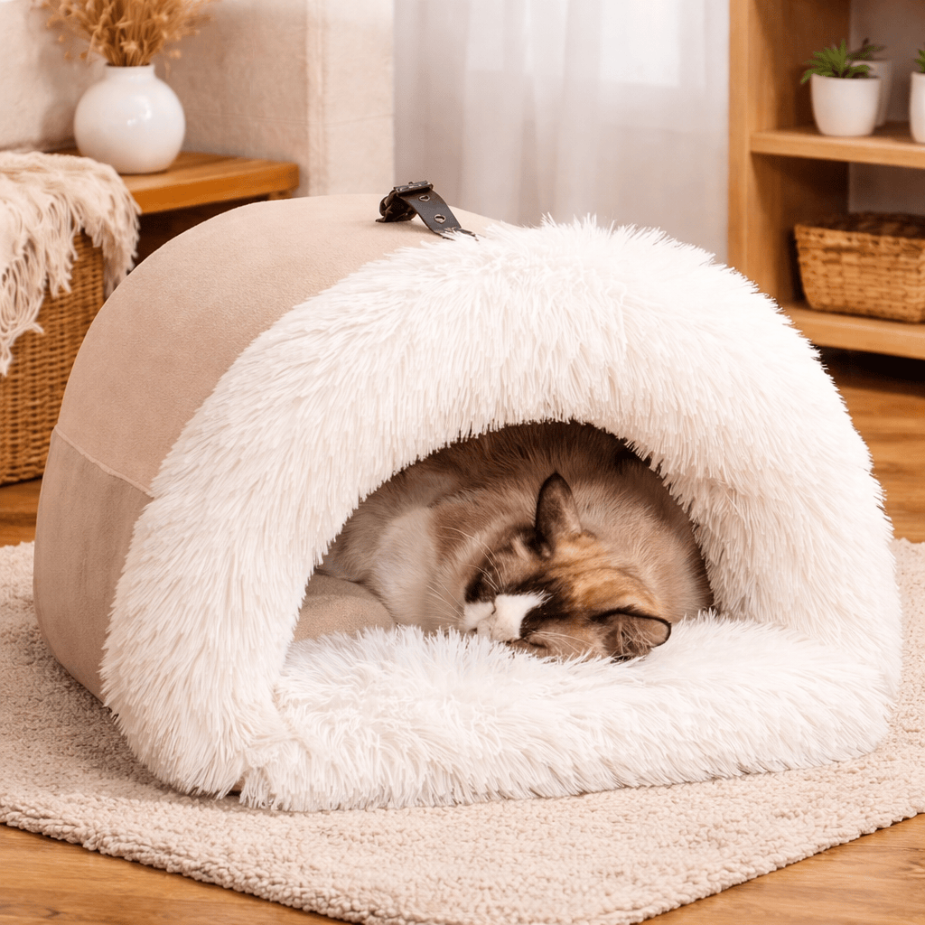 Paws Furfinity 1 Warm Plush Enclosed Pet Nest Bed