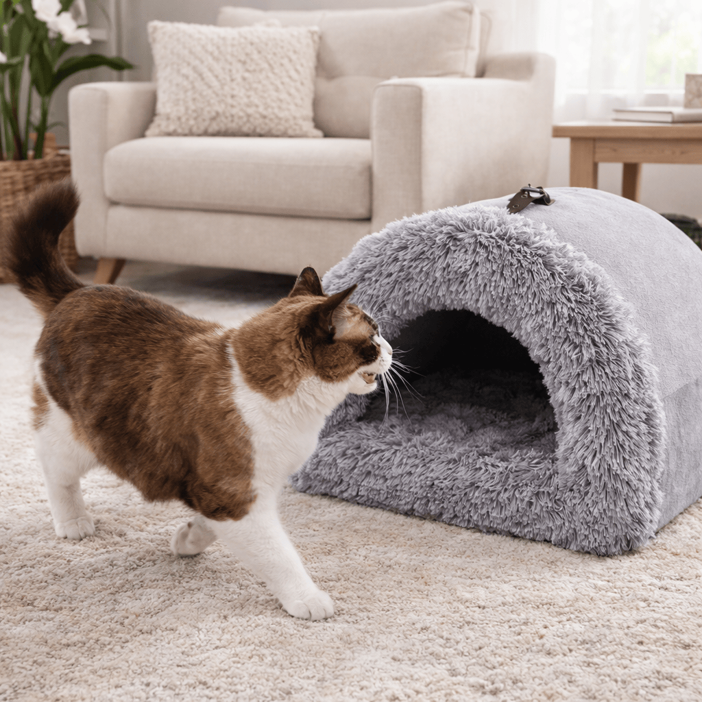 Paws Furfinity 1 Warm Plush Enclosed Pet Nest Bed