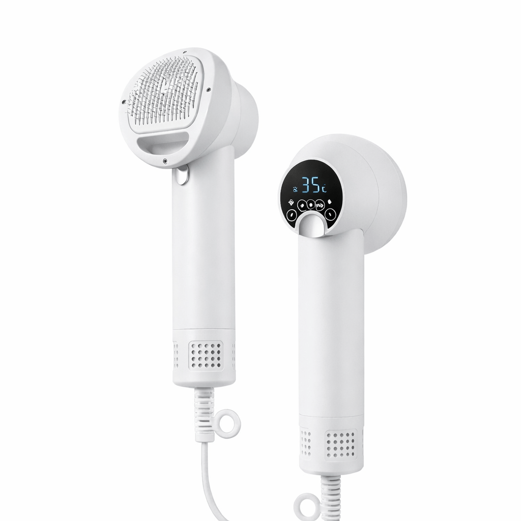 Paws Furfinity 1 White / Two Pin Adapter (RSA) Portable Pet Grooming Hair Dryer