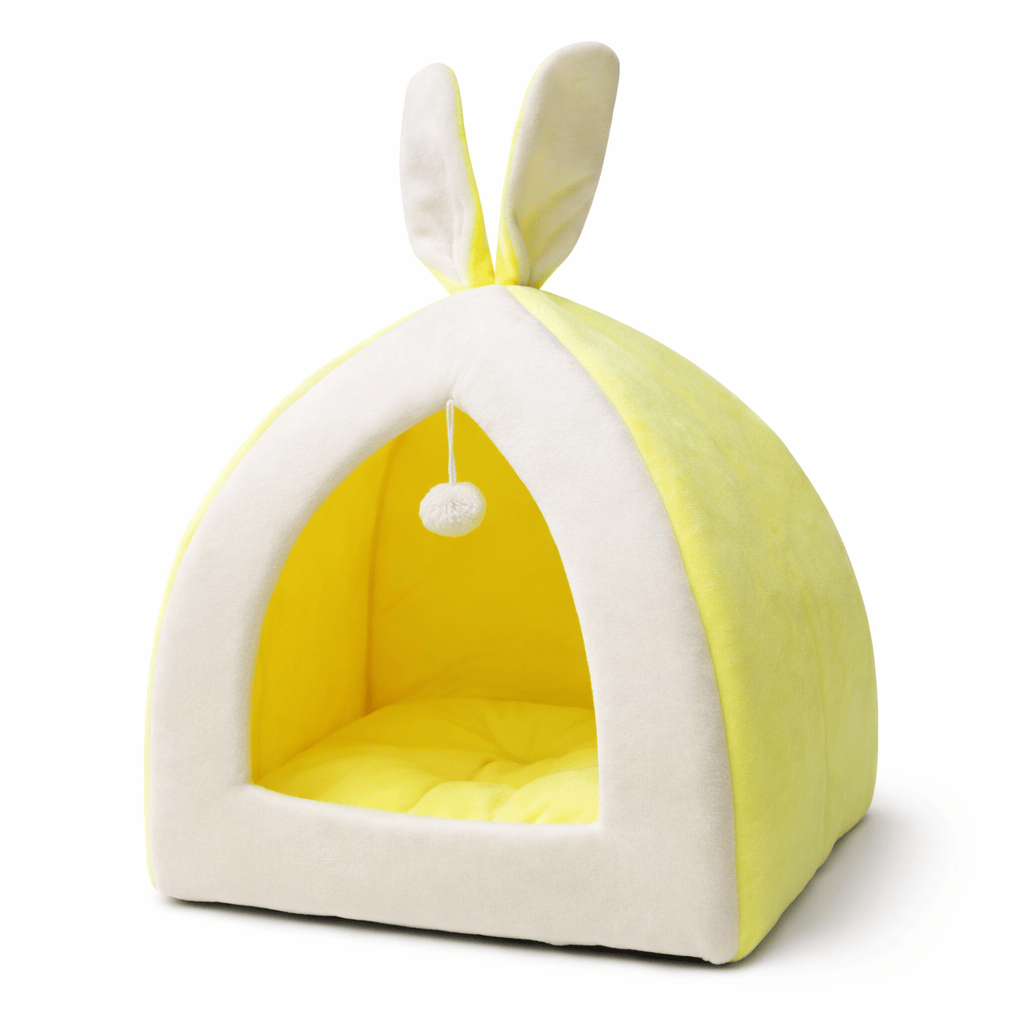 Paws Furfinity 1 Yellow / L Cozy Enclosed Cat House Bed